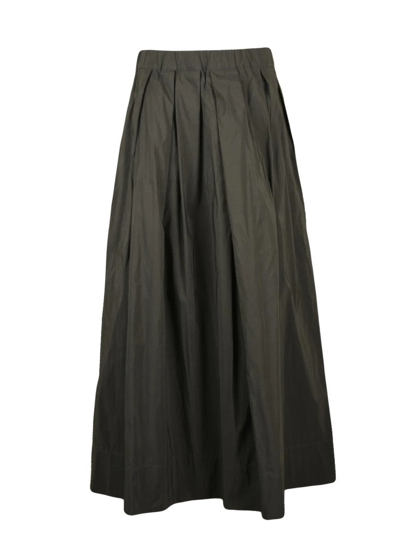 Max Mara Flowing Green Maxi Skirt With Elasticated Waistband And Practical Pockets