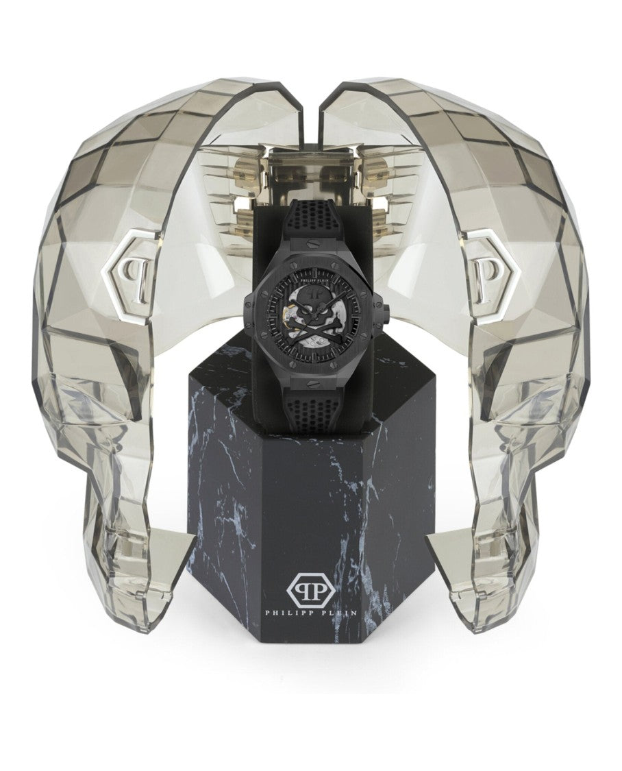 Philipp Plein Black Skeleton Dial Automatic Watch With Ip Case