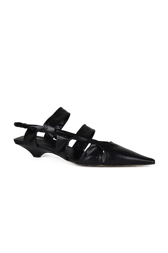 Bottega Veneta Strappy Black Leather Bv Point Sandals