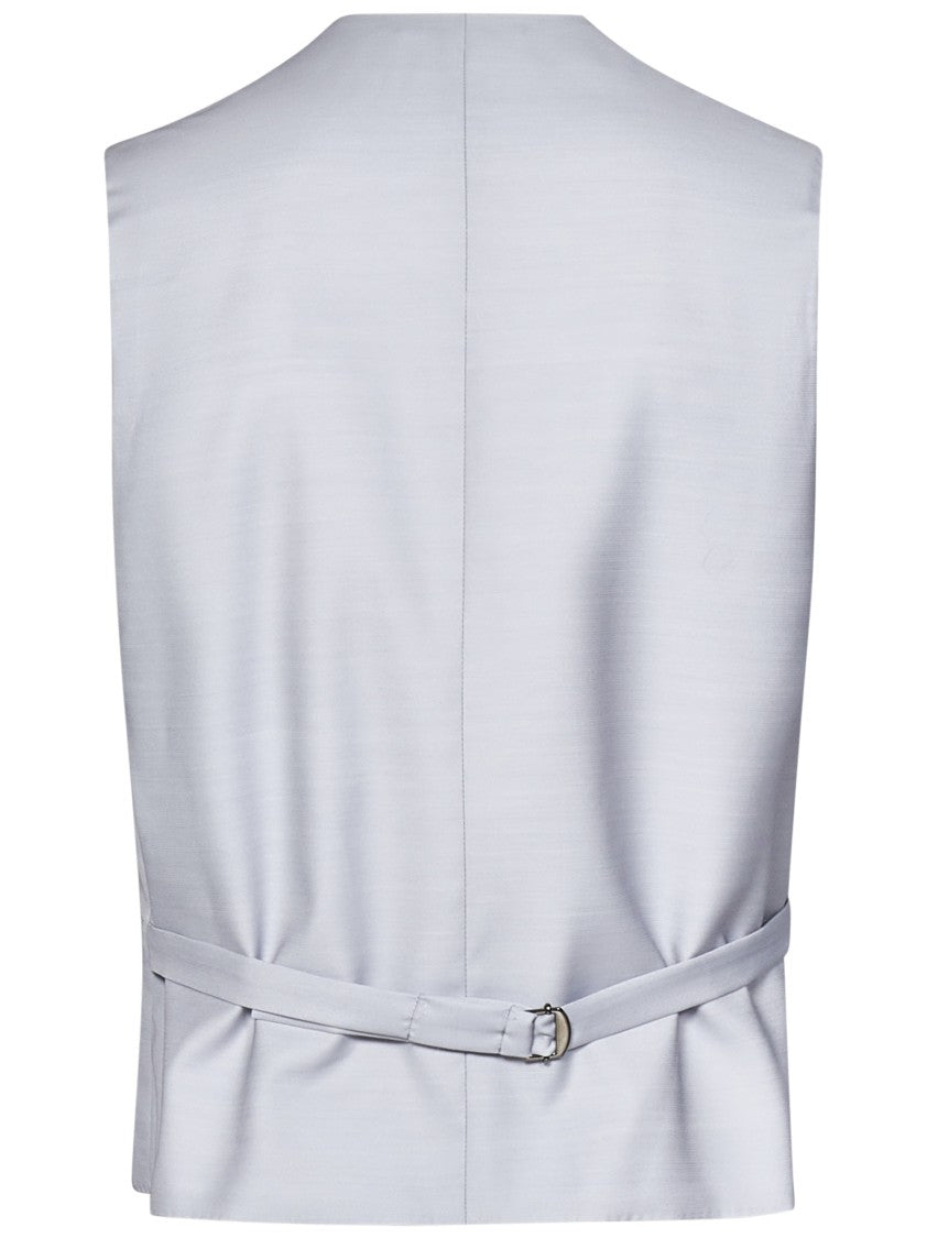 Franzese Collection Double-Breasted Tailored Waistcoat In Grey Vitale Barberis Canonico Fabric