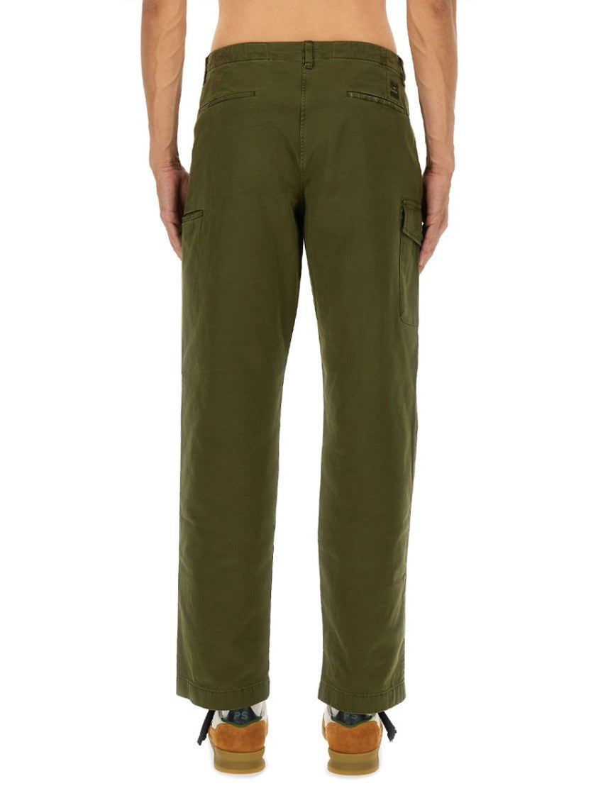 Ps Paul Smith Straight-Leg Olive Green Cargo Pants With Mid-Rise Waist