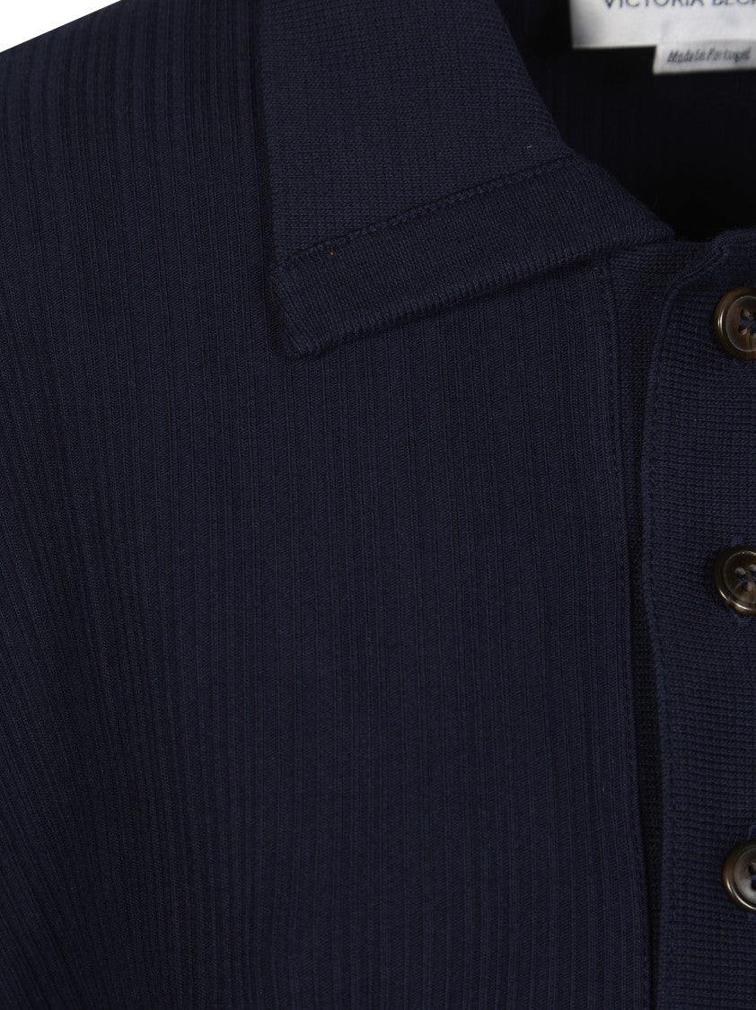 Victoria Beckham Ribbed Fitted Polo Shirt