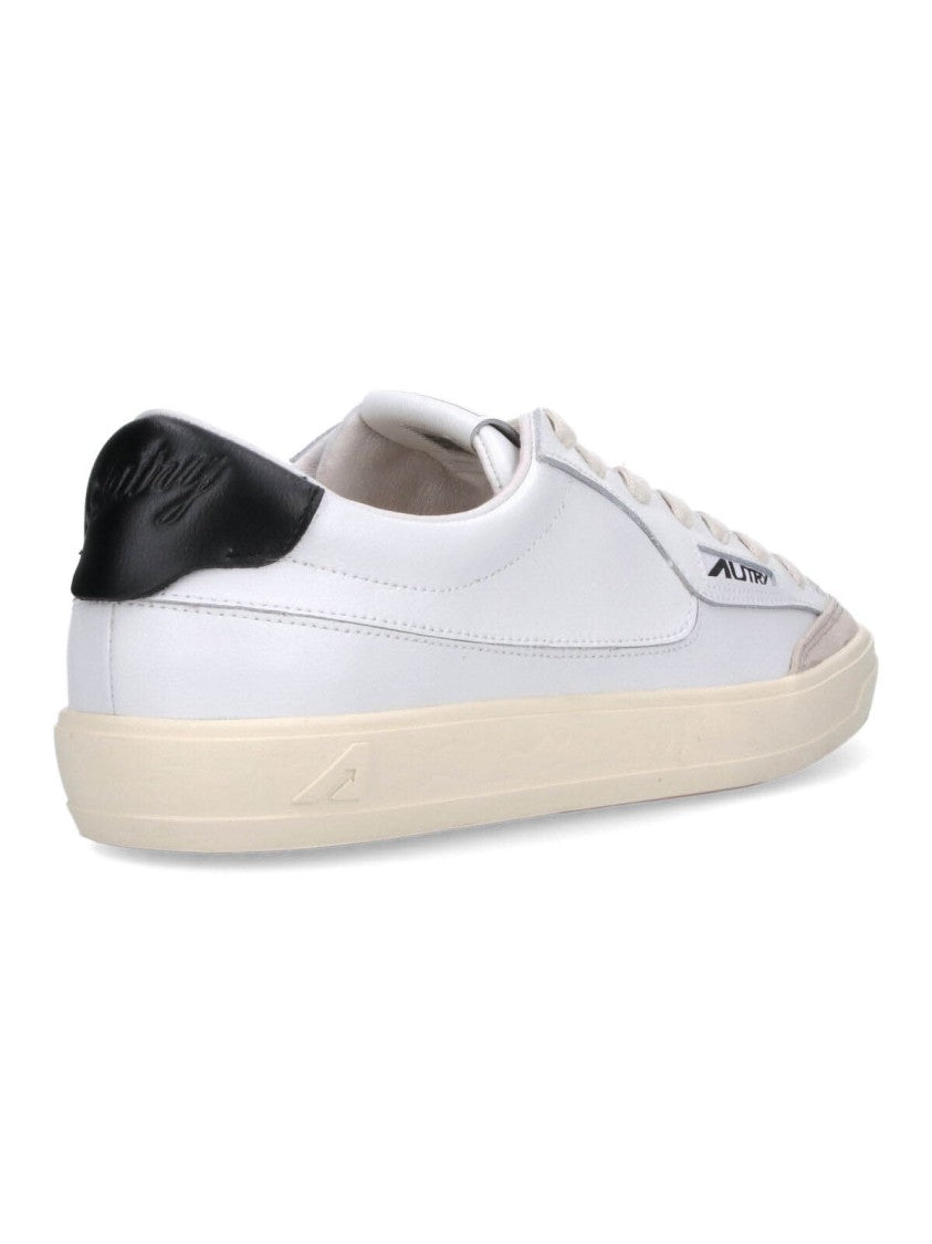 Autry White Windscape Black Tab Leather Sneakers