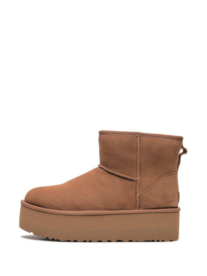 Ugg Chestnut Brown Suede Ankle Boots With Platform Sole