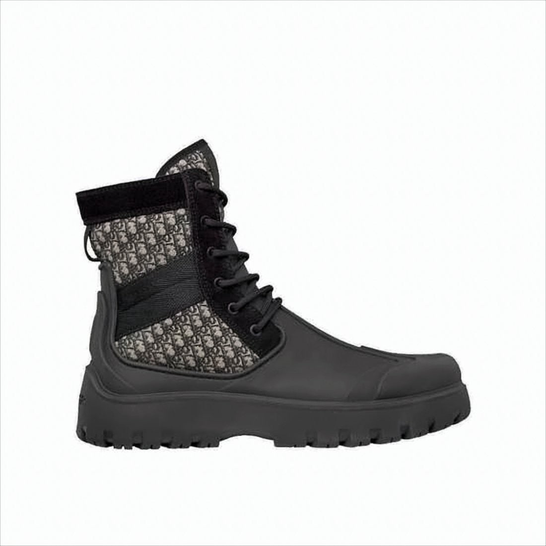 Christian Dior High-Top Lace-Up Boots With Monogram Panels