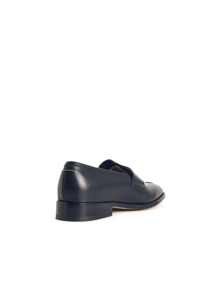 Mm6 By Maison Margiela Calfskin Leather Loafers With Front Stitching And Logo Insert