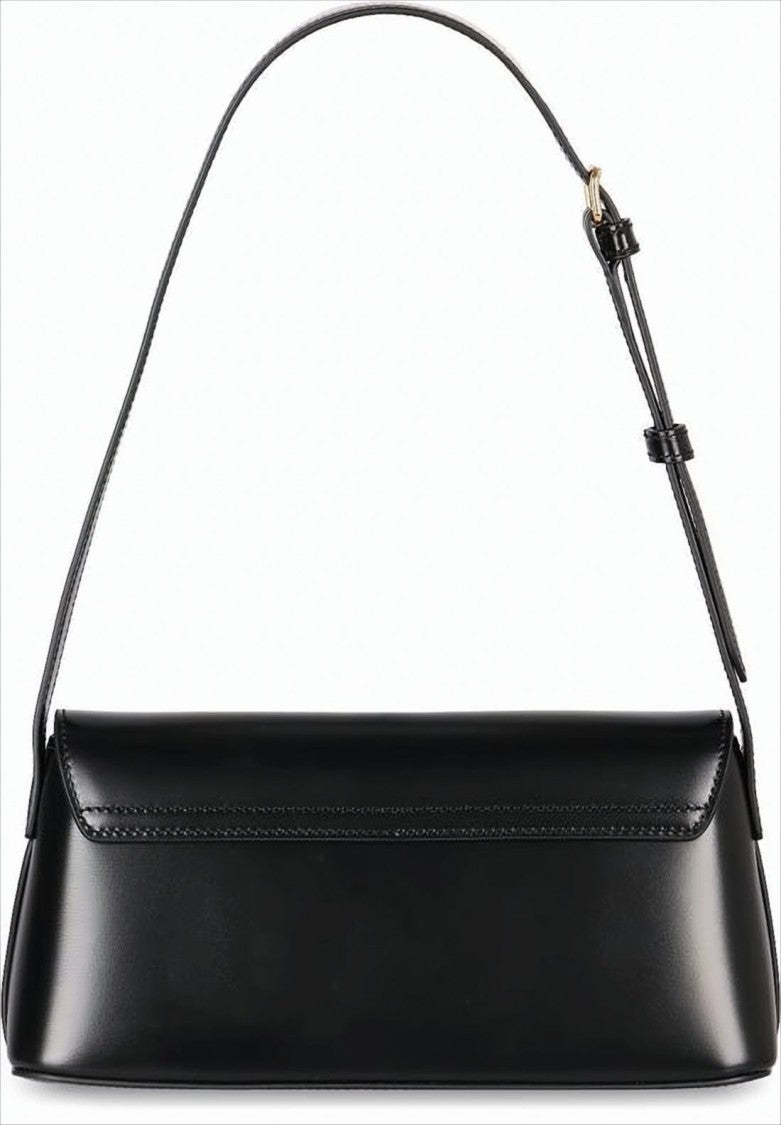 Celine Structured Calf Leather Shoulder Bag With Gold-Tone Clasp