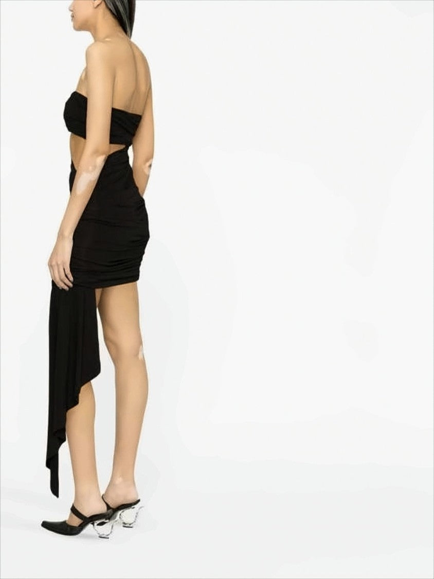 Off-White Short Off-White Dress With Cut-Out Detail And Asymmetrical Hem