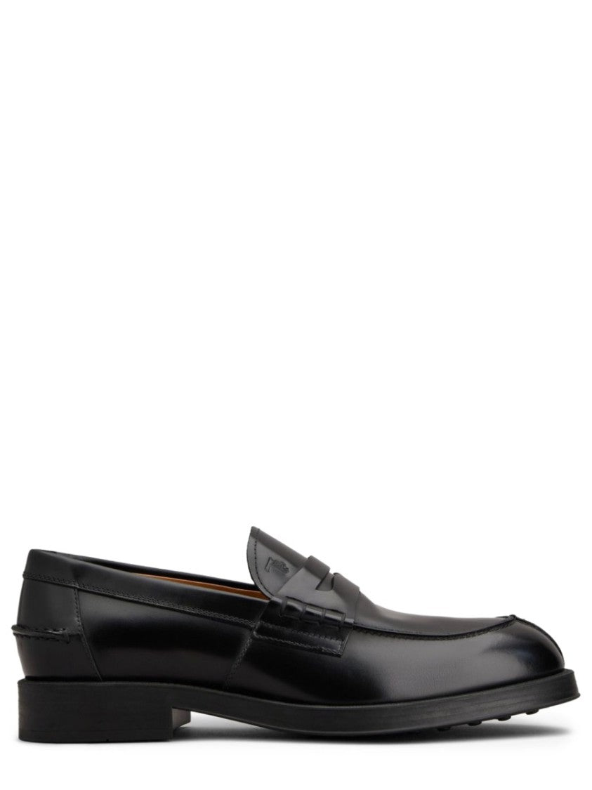 Tod's Black Penny Strap Calfskin Loafers