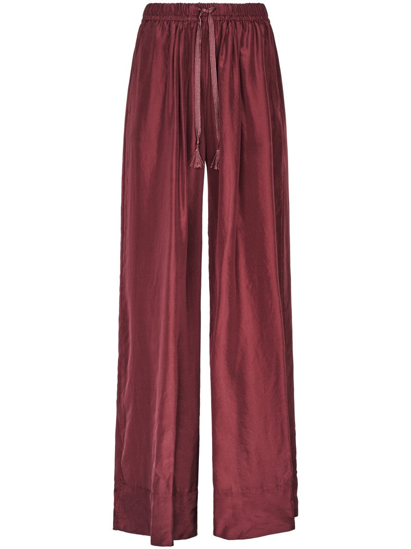 Forte Forte Relaxed Wide-Leg Habotai Silk Pants With Drawstring Waist