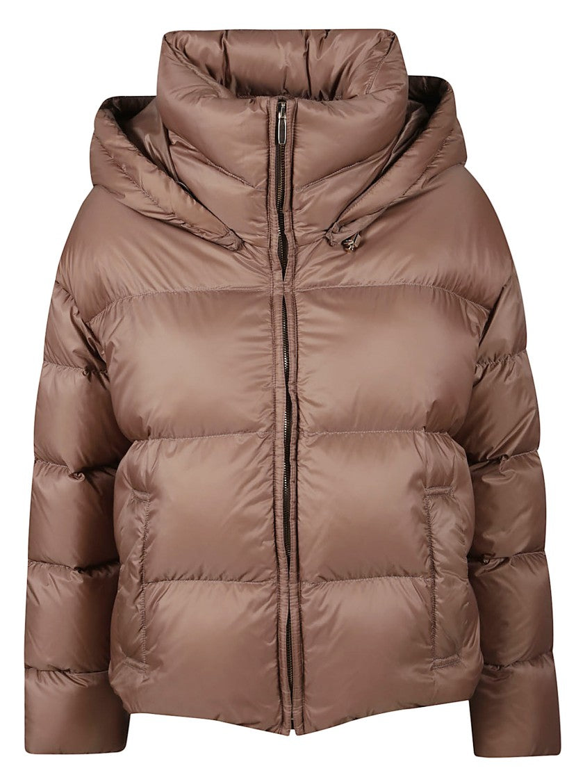 Max Mara Cropped Camel Puffer Jacket With High Collar