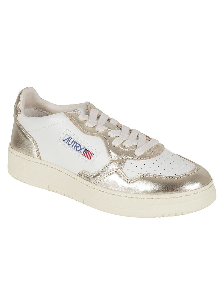 Autry Low-Top Sneakers With Metallic Gold Accents