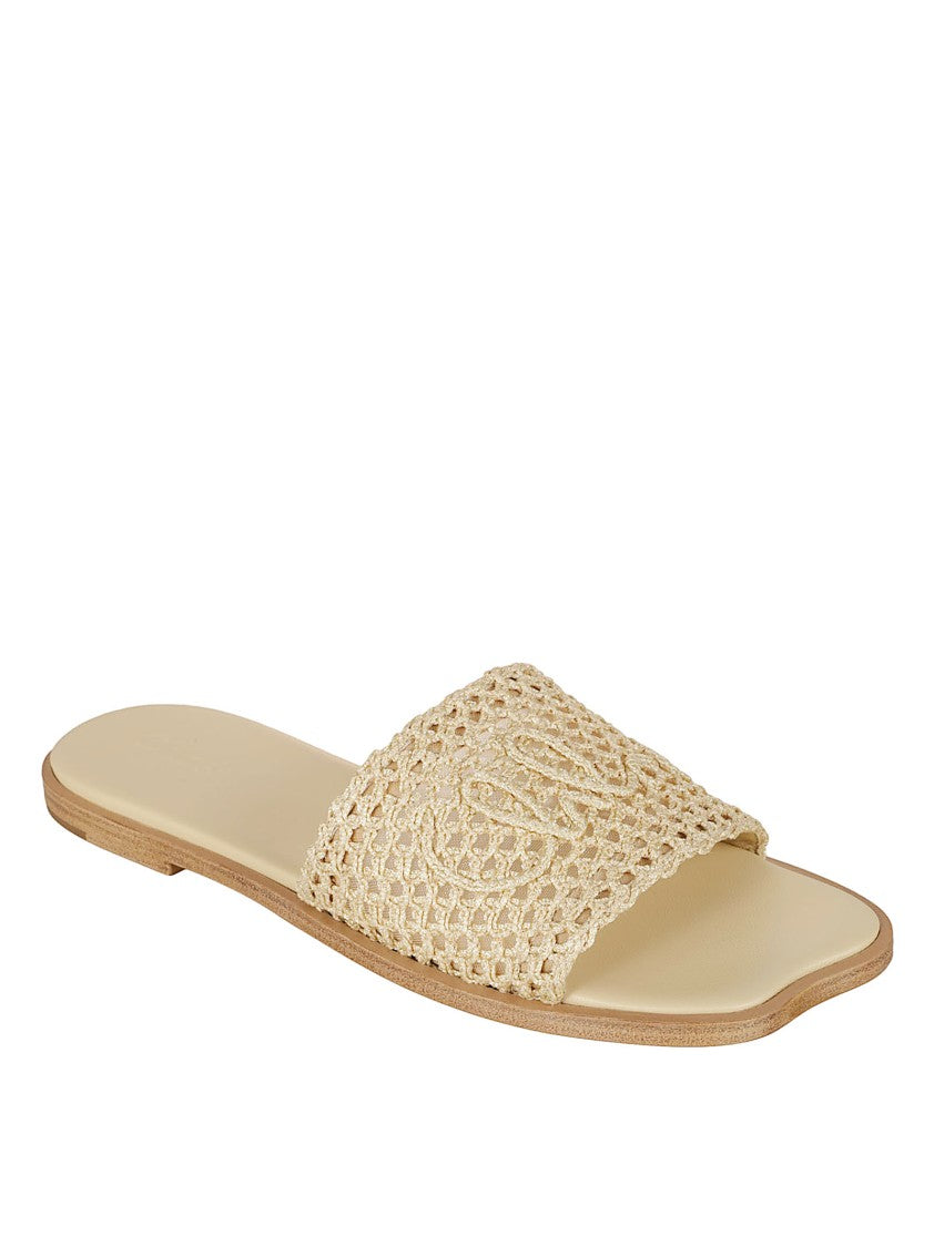 Chloé Soleil Slides With Crochet-Effect Fabric