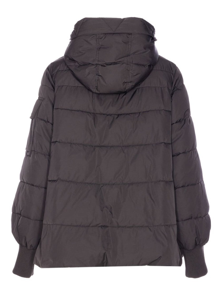 Pinko Puffer Jacket With Hood And Horizontal Quilting