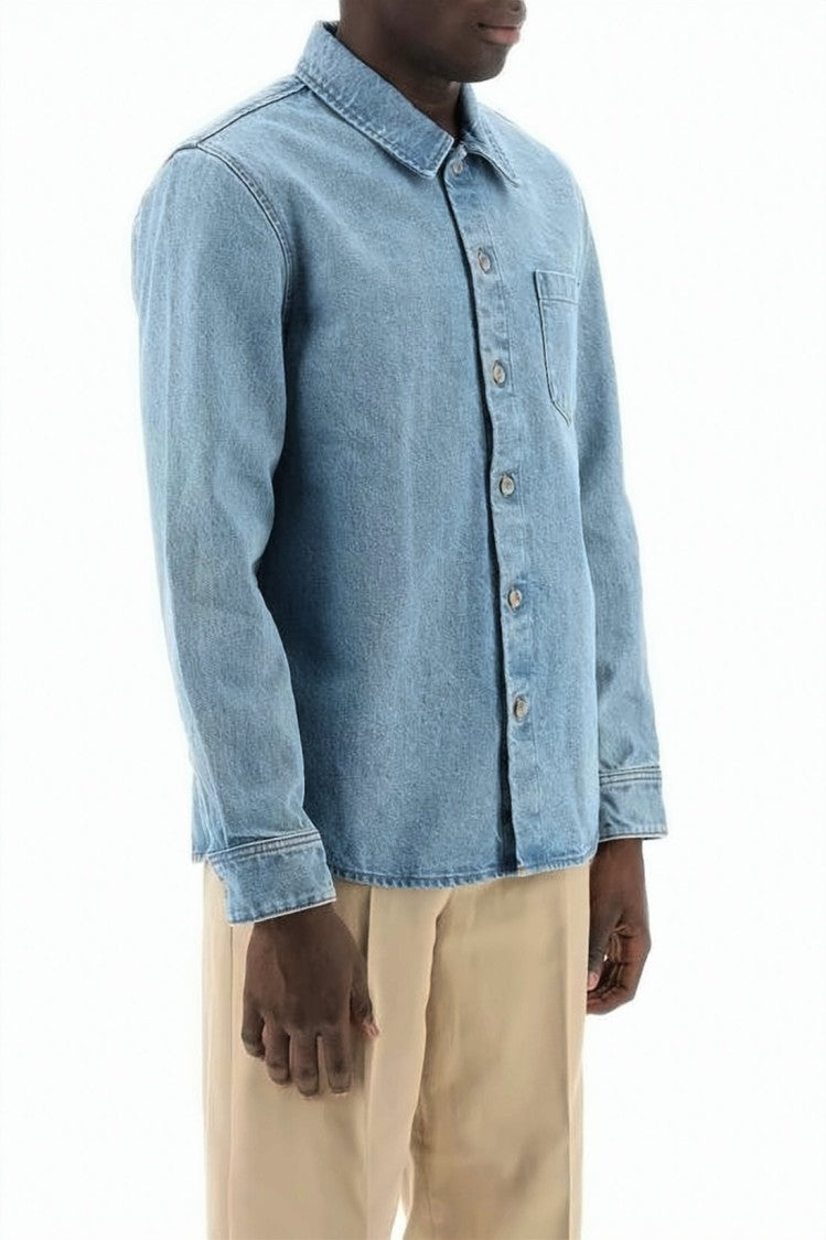A.P.C. Light Blue Denim Shirt With Button-Down Front
