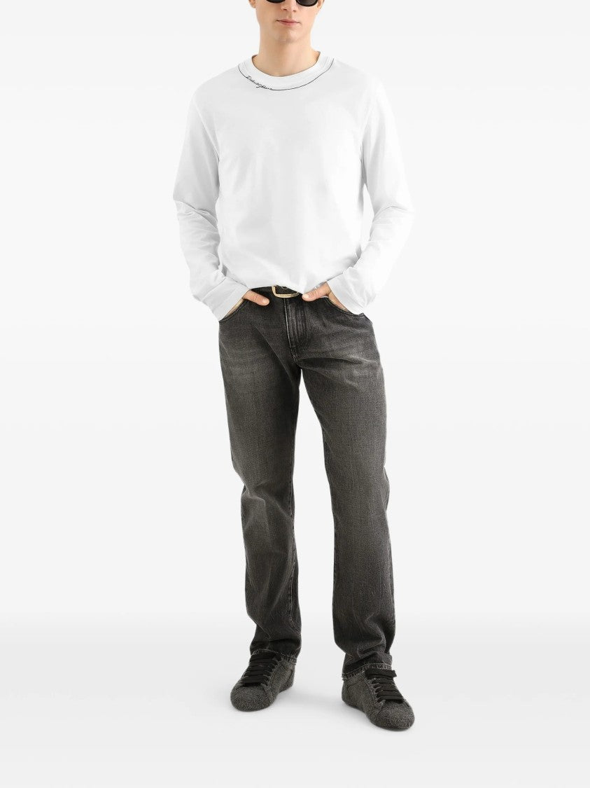 Dolce & Gabbana Washed Black Cotton Straight-Leg Trousers