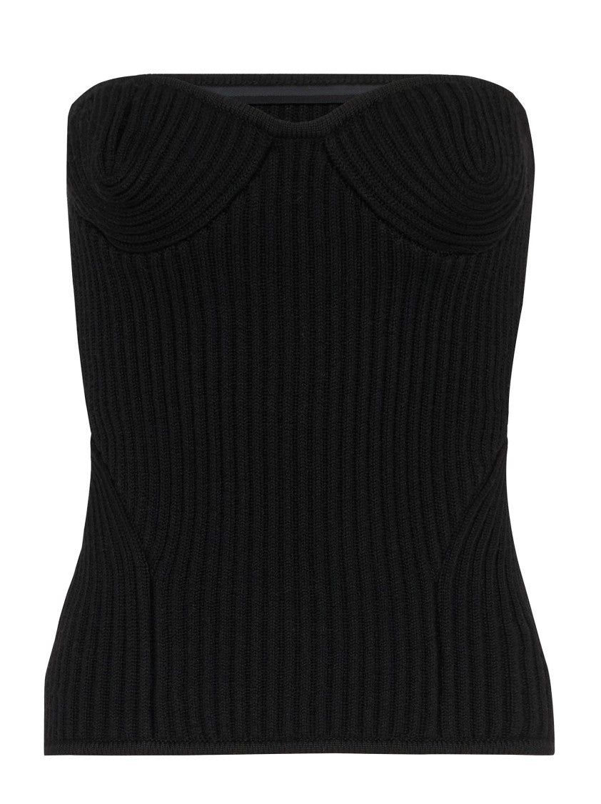 Jean Paul Gaultier Ribbed Merino Wool Bustier Top