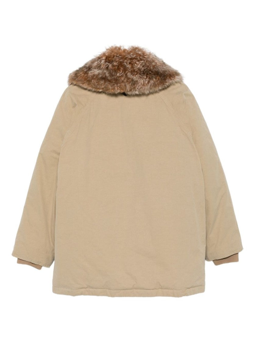 Prada Button-Up Jacket With Plush Fur Collar