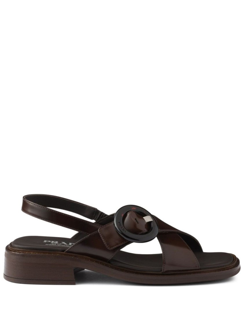 Prada Slingback Sandals With Crossed Straps