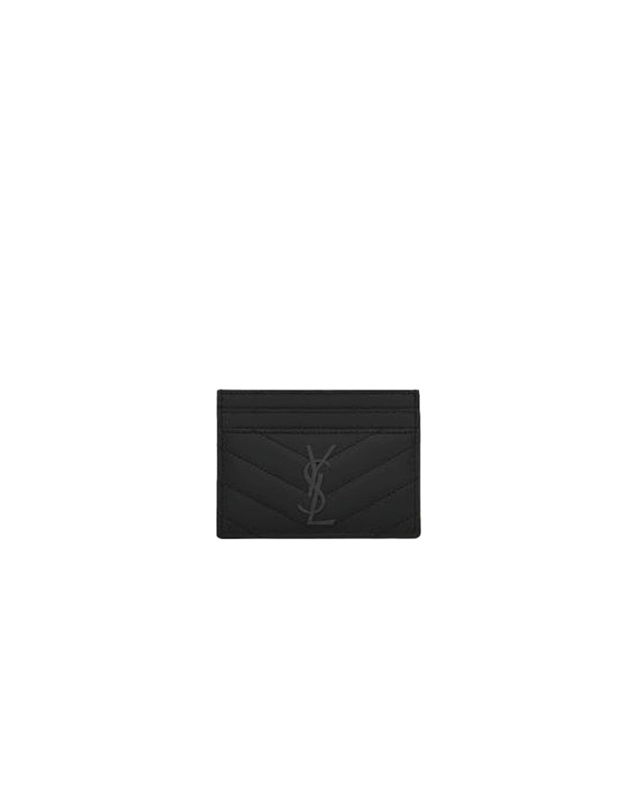 Saint Laurent Chevron Quilted Calf Leather Card Wallet