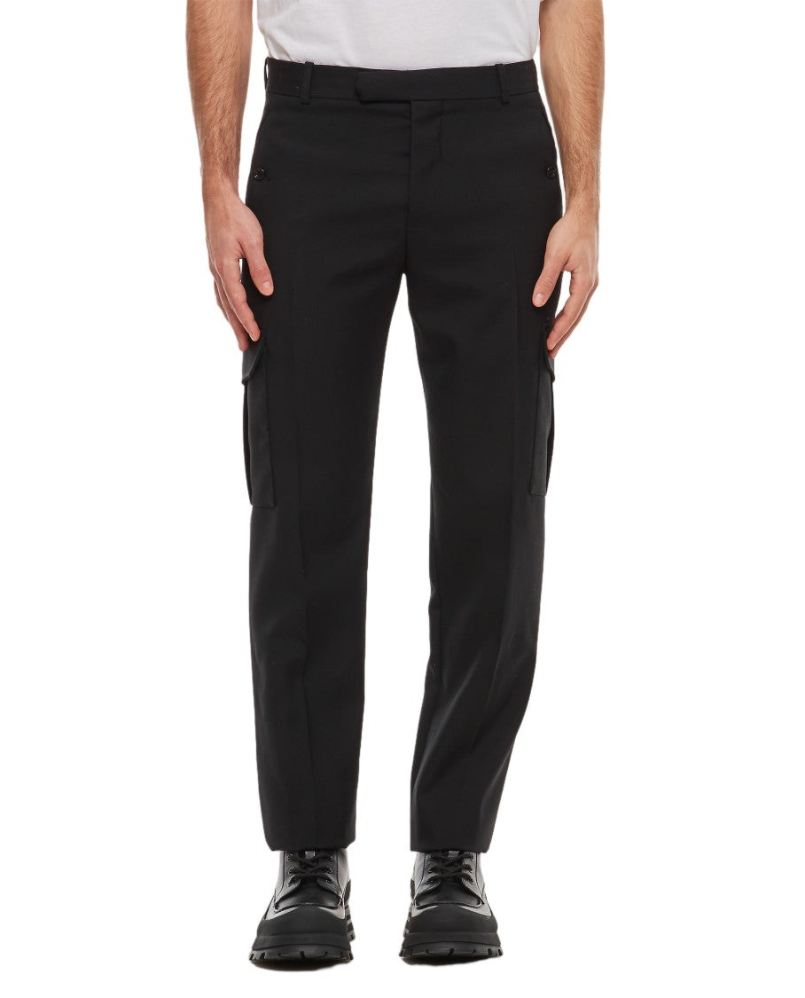Alexander Mcqueen Straight-Leg Wool Gabardine Trousers With Cargo Pockets
