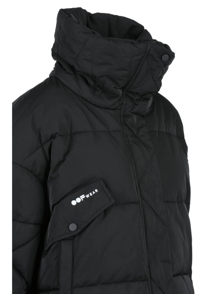 Oof Cropped Black Puffer Jacket With High Collar