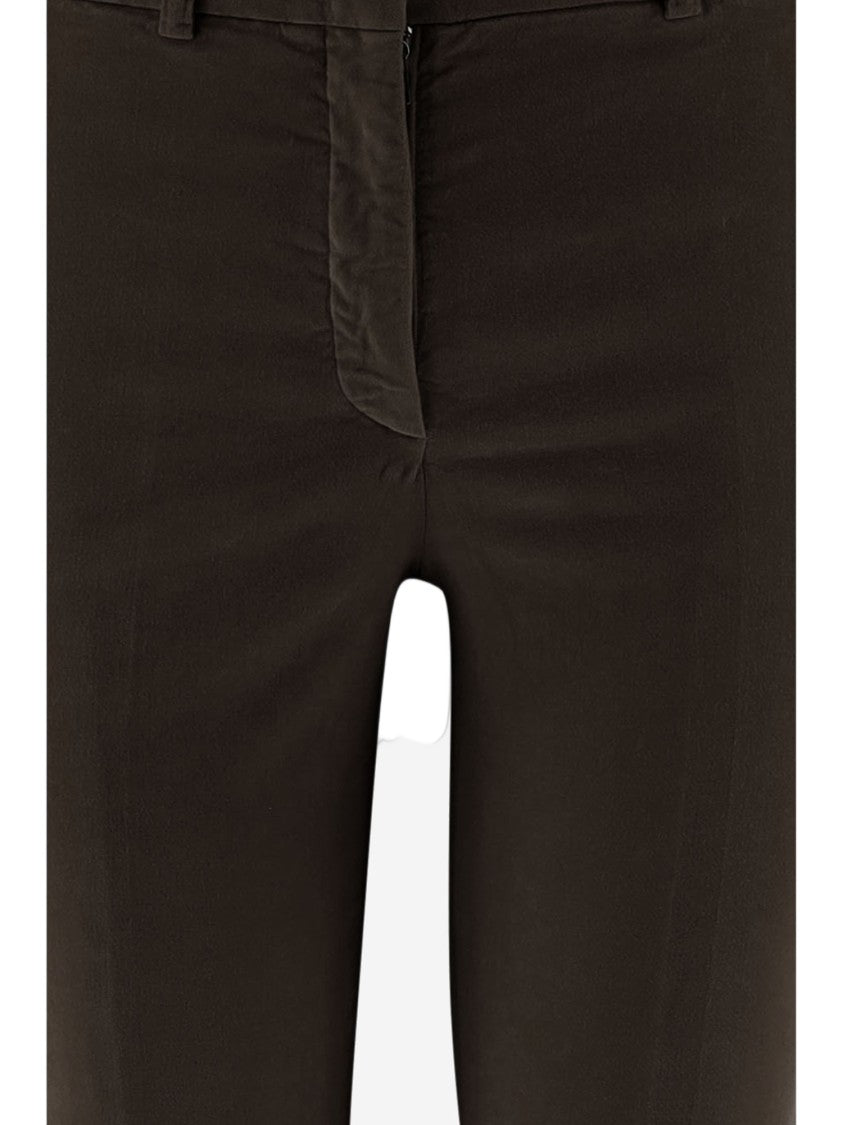 Ql2 Flared Dark Brown Stretch Cotton Velvet Pants