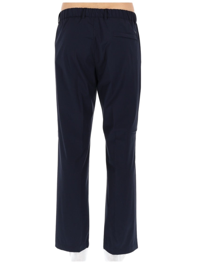 Herno Tailored Blue Wool-Blend Trousers With Structured Silhouette