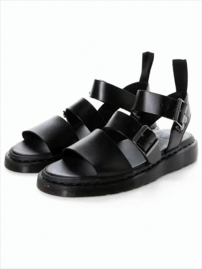 Dr. Martens Black Sandals With Adjustable Buckles And Sturdy Sole