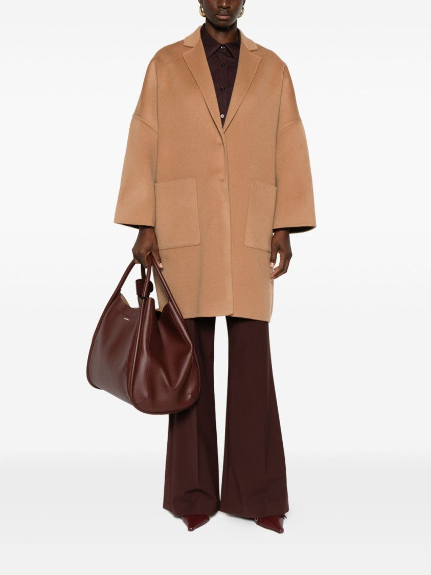 Semi Couture Beige Wool Coat With Oversized Silhouette