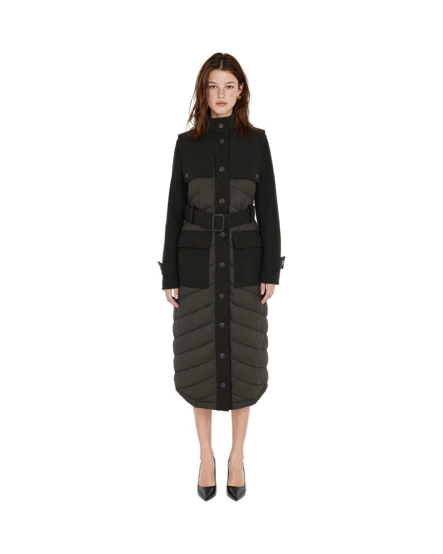 Patrizia Pepe Long Quilted Belted High Collar Padded Down Jacket