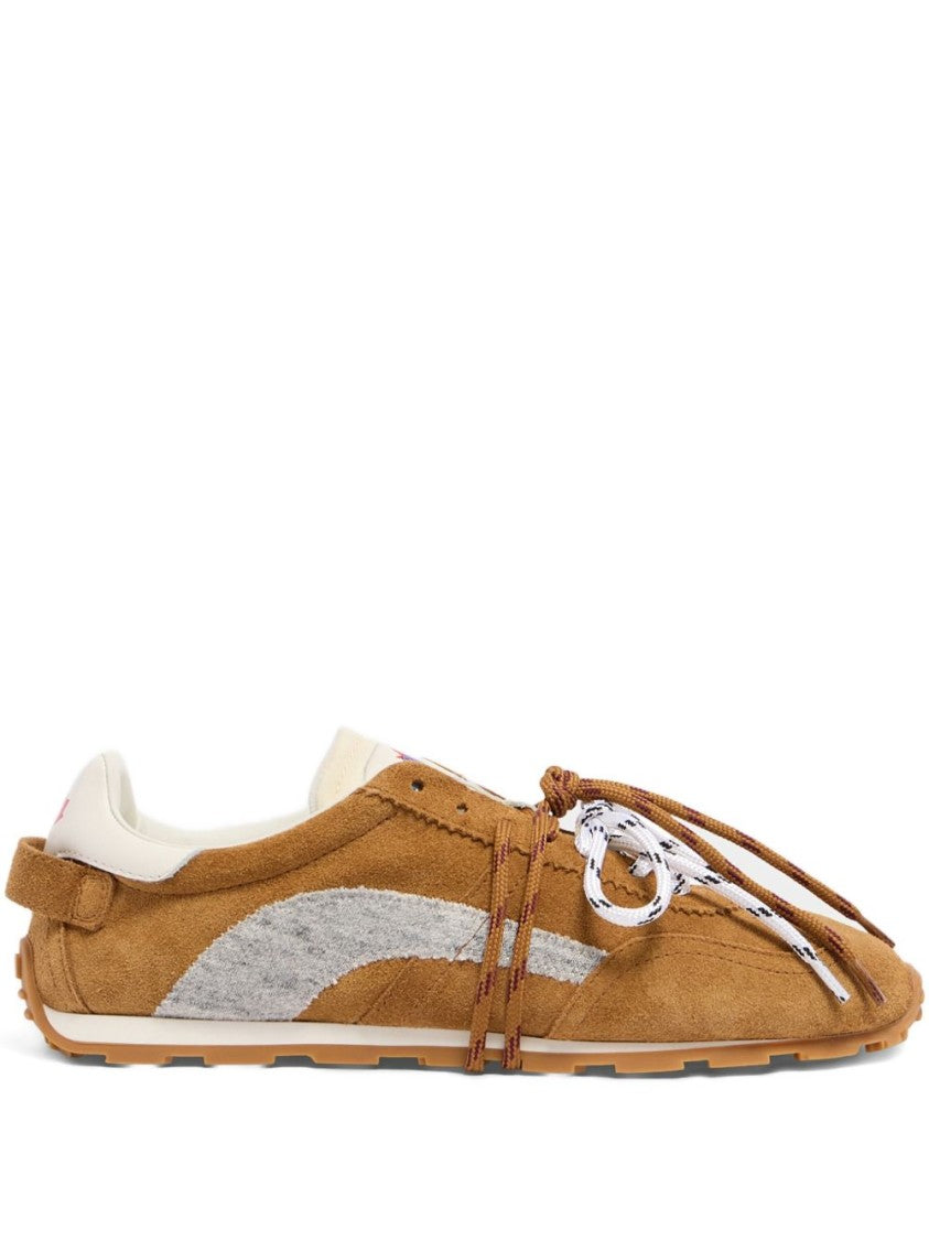 Dsquared2 Brown Appliqué Maple Leaf Lace Sneakers