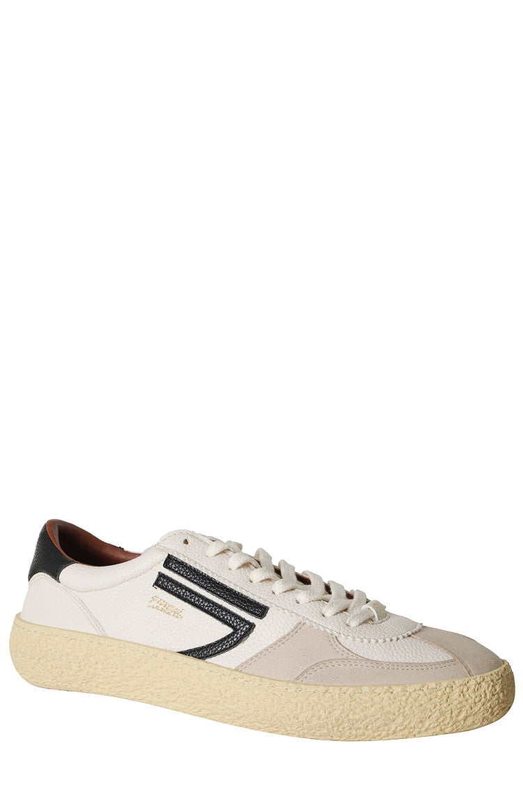 Puraai White 1.01 Vintage Logo Details Leather Rubber Sneakers