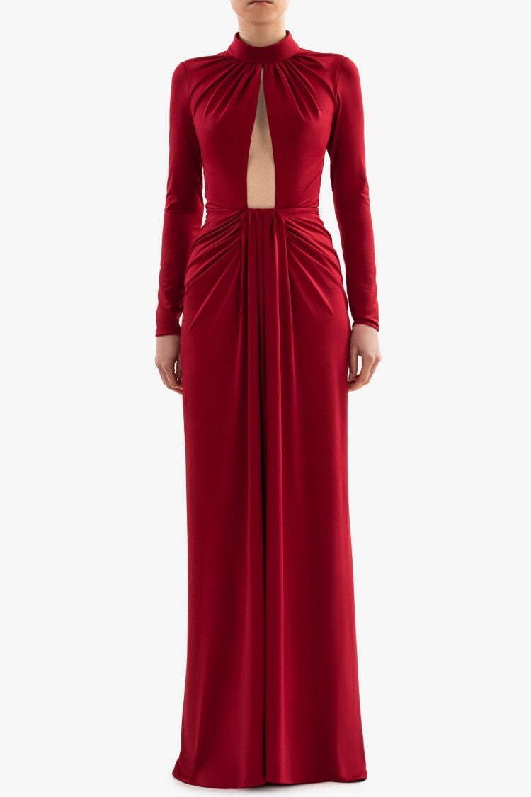 Saiid Kobeisy Jersey Pleated Long Dress