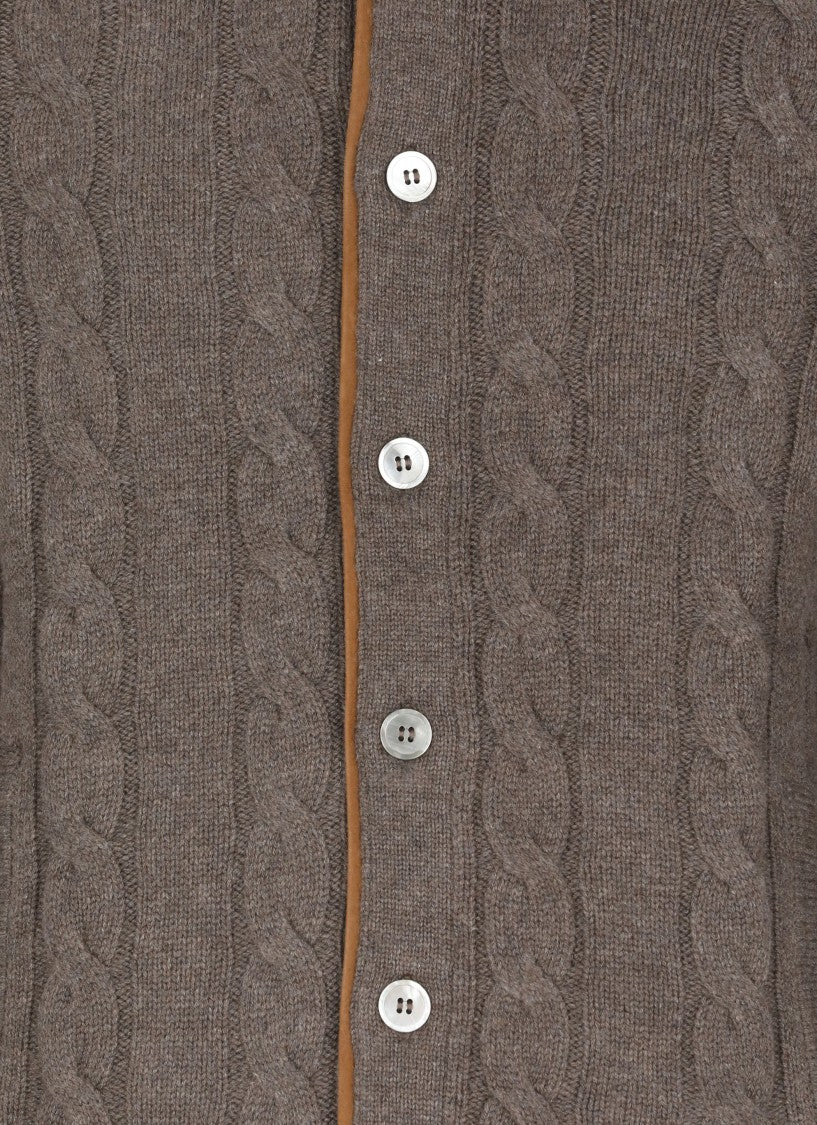 Della Ciana Brown Wool-Blend Cardigan
