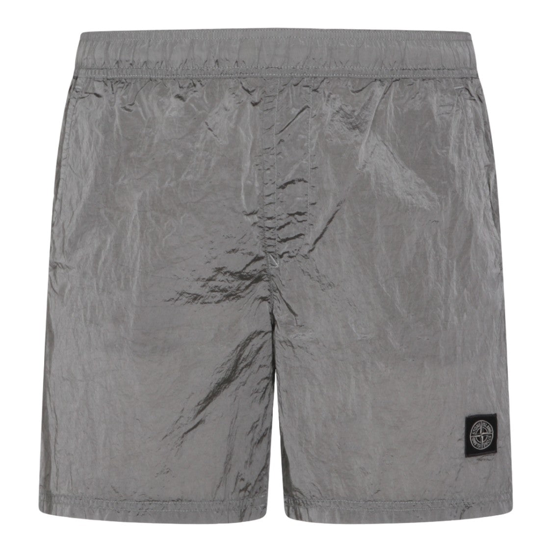 Stone Island Crinkled Grey Shorts With Elastic Waistband