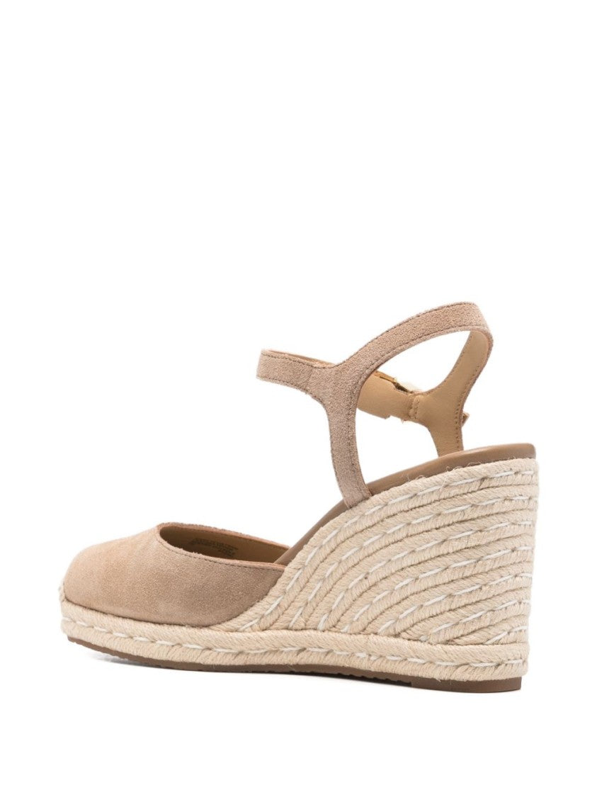 Michael Kors Braided Jute Wedge Sandals With Calf Leather Upper