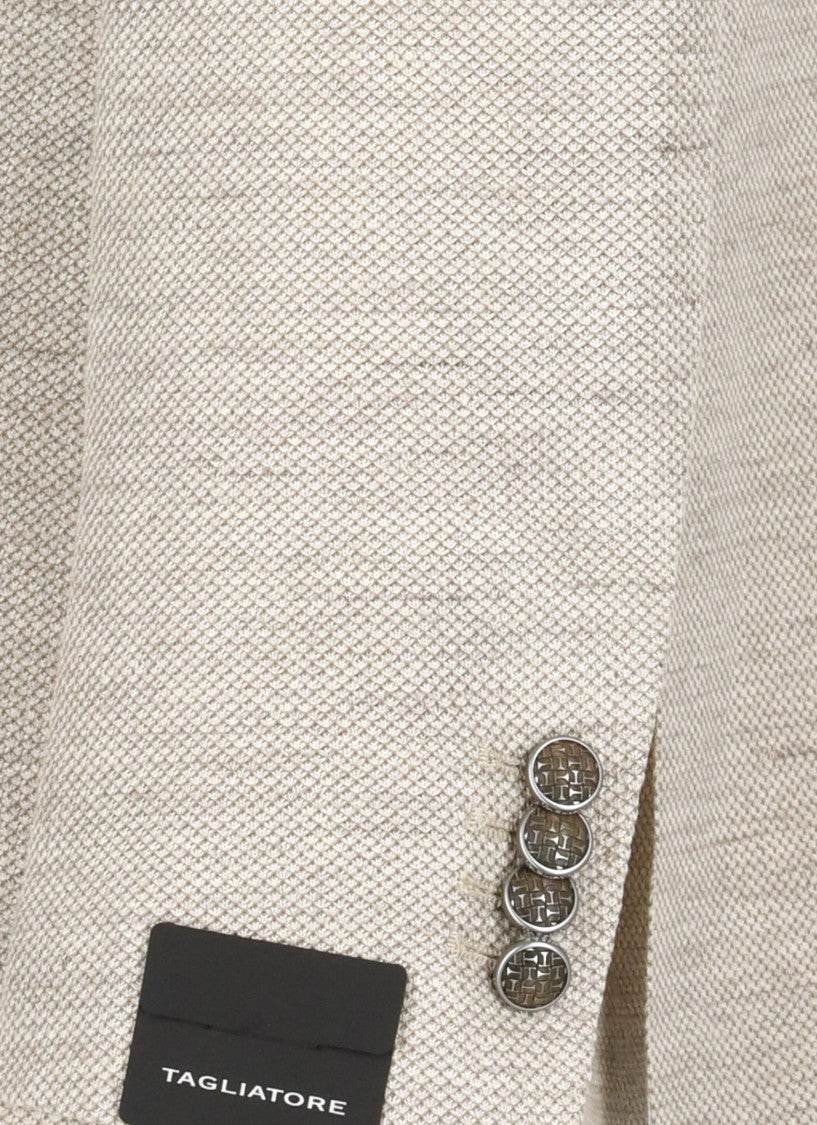 Tagliatore Beige Linen And Cotton Jacket