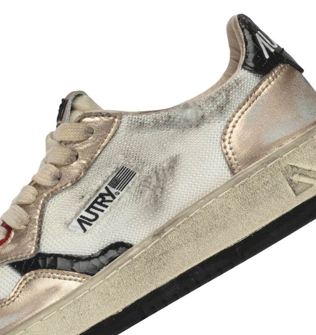 Autry Supvint Low Mesh Suede Wht Gold Sneaker