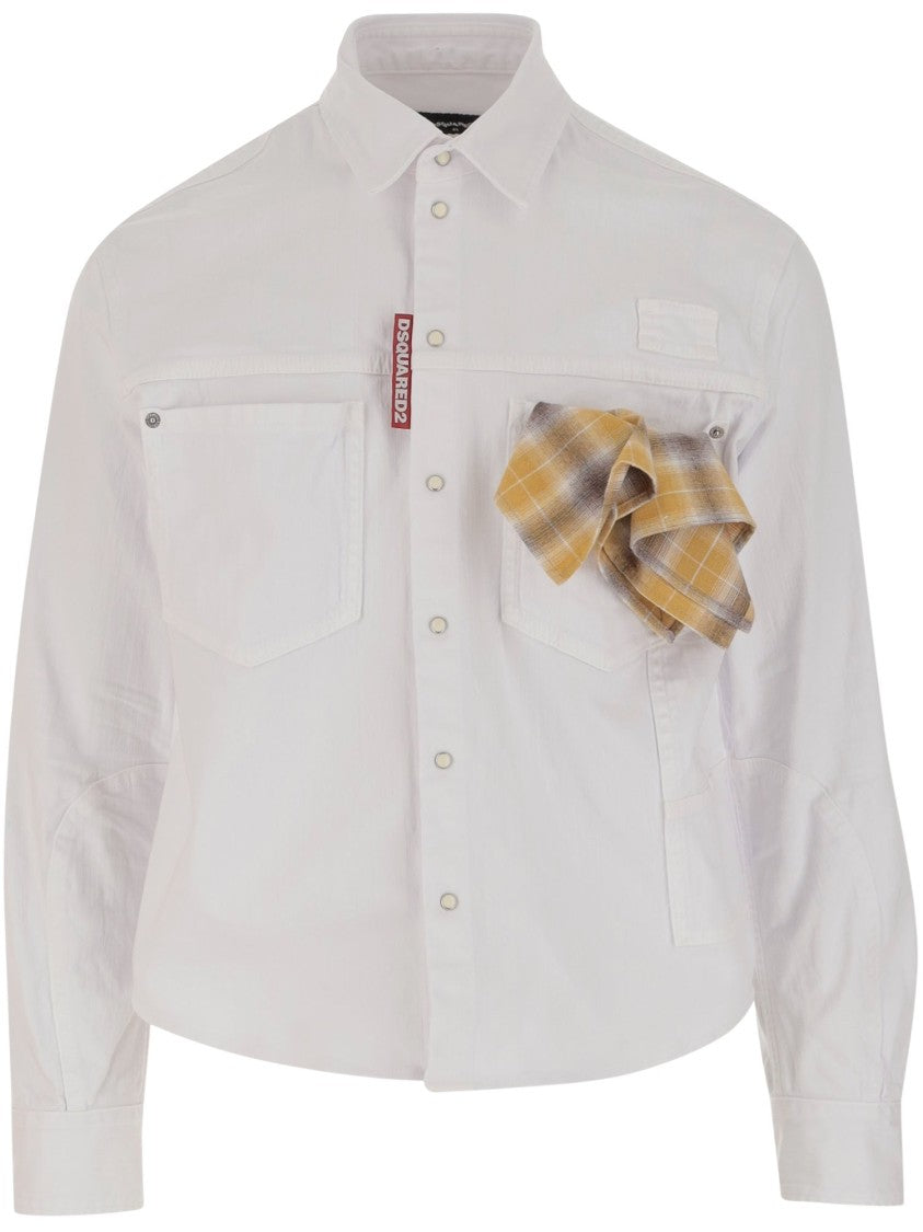 Dsquared2 Stretch Cotton Shirt With Logo