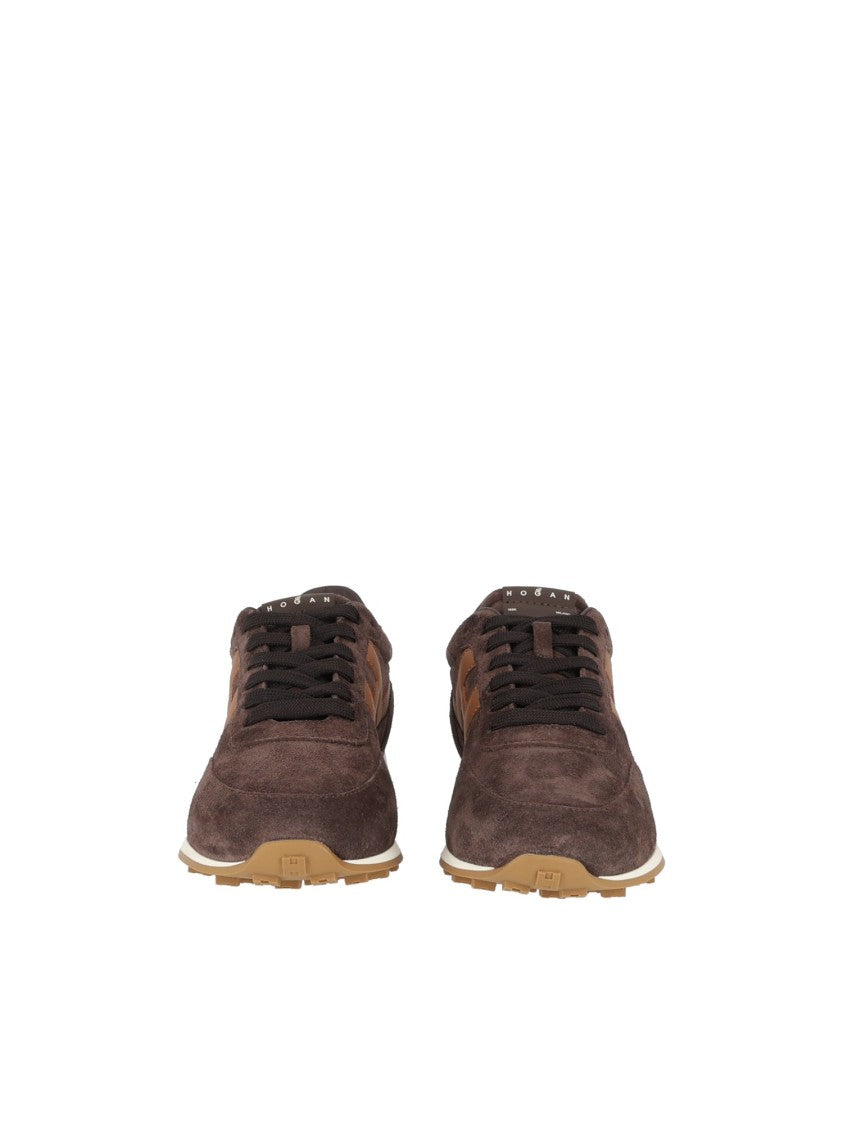 Hogan Brown H699 Suede Low-Top Sneakers