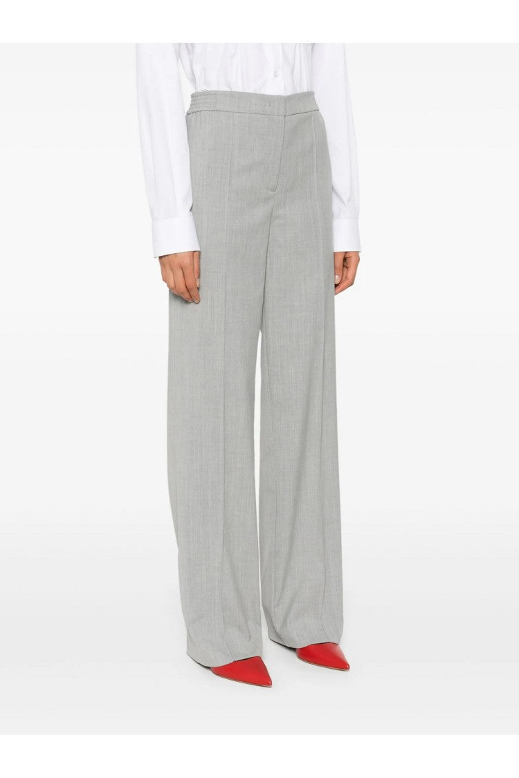 Twin-Set Grey Polyester-Wool Wide-Leg Pants