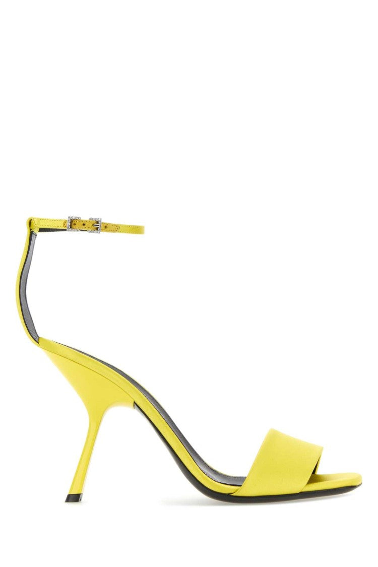 Sergio Rossi Yellow Satin Sandals With Delicate Ankle Strap