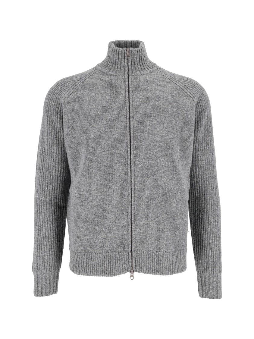L.B.M. 1911 Maglie Drop S High Ribbed Collar Zip-Through Knit