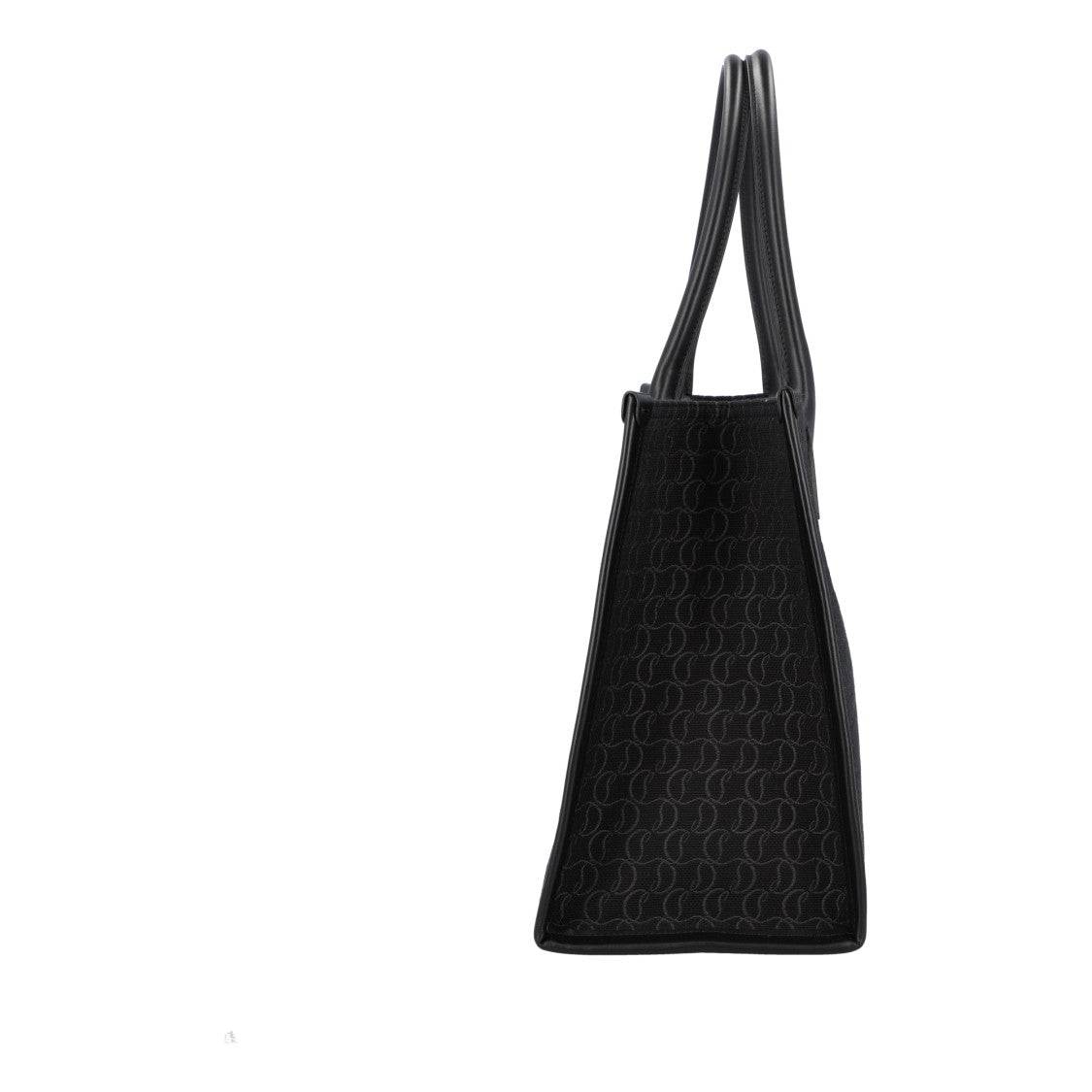 Christian Louboutin Structured Black Leather And Cotton Tote Bag