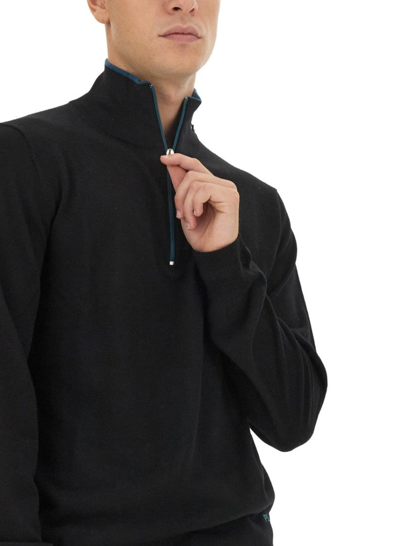 Ps Paul Smith Slim-Fit Black Jersey With High Collar