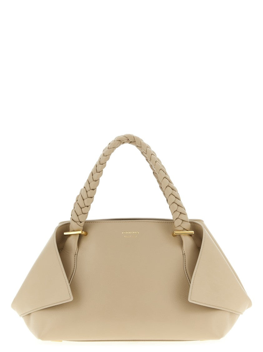 Ferragamo Medium Calf Leather Shoulder Bag With Braided Handles And Zip Closure