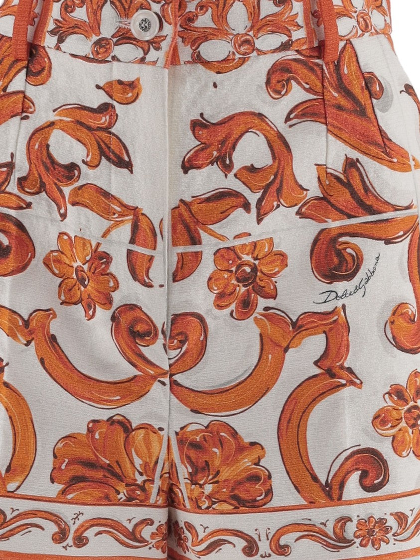 Dolce & Gabbana Majolica Print Stretch Cotton Shorts
