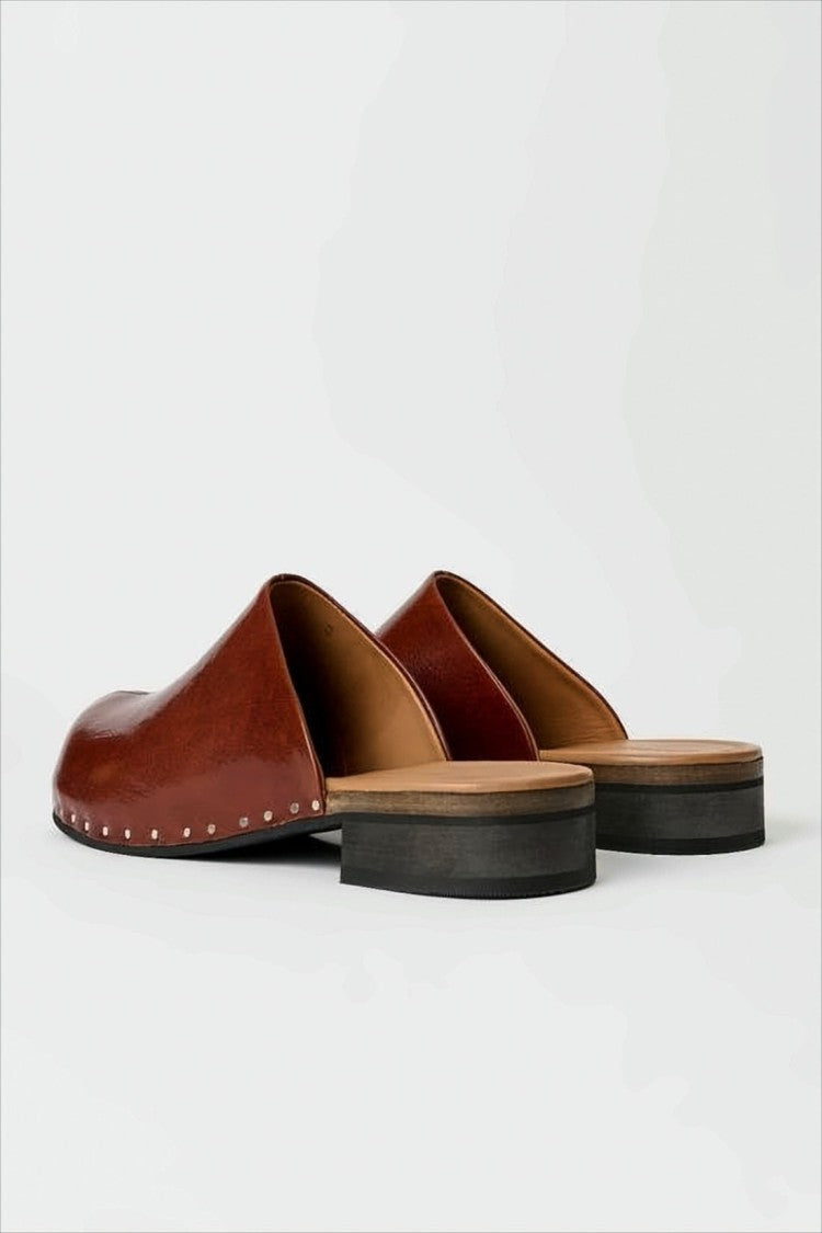 Our Legacy Brown Slip-On Mules With Polished Cowhide