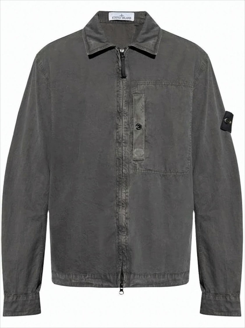 Stone Island Long-Sleeve Casual Shirt With Front Zipper